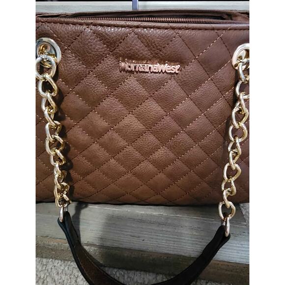 Montana West MEDIUM Chain Shoulder Bag Faux Soft Leather *flaw* - Picture 6 of 9